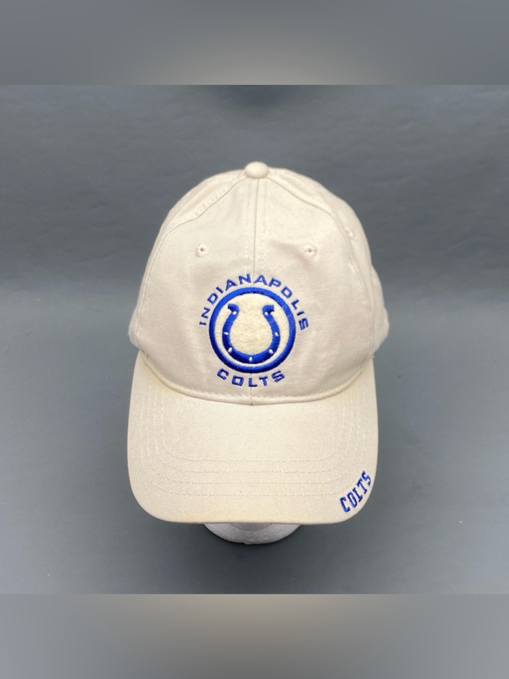 Vintage Indianapolis Colts Hat Drew Pearson Game Day NFL Cream Cap
